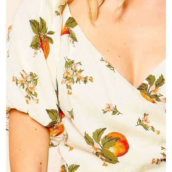 🆕NWT SUGARLIPS PUFF SLEEVE CITRUS CROP TOP - Picture 6 of 12